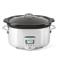 Oval 6.5-qt. Slow Cooker has stainless exterior, glass lid and ceramic inner bowl that you can take to the table. Qualifies for Rebate