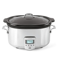 Oval 6.5-qt. Slow Cooker has stainless exterior, glass lid and ceramic inner bowl that you can take to the table. Qualifies for Rebate Oval 6.5-qt. Slow Cooker has stainless exterior, glass lid and ceramic inner bowl that you can take to the table. Qualifies for Rebate