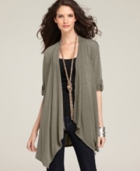Style&co.'s long, draped cardigan easily adds a cozy-luxe look to your ensemble.