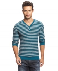 No need to bulk up - this lightweight striped sweater with button placket from INC International Concepts won't weigh down your weekend style. (Clearance) No need to bulk up - this lightweight striped sweater with button placket from INC International Concepts won't weigh down your weekend style. (Clearance)