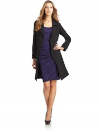 THE LOOKNotched lapelLong sleeves with fabric tab on cuffsButton closureTie waistDual flap pocketsCrisscross fabric detail in backTHE FITAbout 38 from shoulder to hemTHE MATERIAL81% cotton/19% nylonSilk liningCARE & ORIGINDry cleanMade in USAModel shown is 5'10 (177cm) wearing US size 4. THE LOOKNotched lapelLong sleeves with fabric tab on cuffsButton closureTie waistDual flap pocketsCrisscross fabric detail in backTHE FITAbout 38 from shoulder to hemTHE MATERIAL81% cotton/19% nylonSilk liningCARE & ORIGINDry cleanMade in USAModel shown is 5'10 (177cm) wearing US size 4.