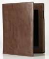 Constructed from rich leather, this sleek carrying case provides a handsome home away from home for a treasured iPad®.