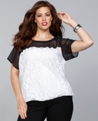 Whether it's date night or holiday party, INC's plus size, lace-adorned top makes a sophisticated style statement! Whether it's date night or holiday party, INC's plus size, lace-adorned top makes a sophisticated style statement!