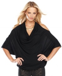 Dramatic cutouts and plenty of soft draping create a chic effect on INC's batwing-sleeve top! Dramatic cutouts and plenty of soft draping create a chic effect on INC's batwing-sleeve top!
