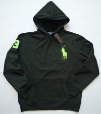 New Ralph Lauren Neon Big Pony Fleece Hoodie - Black - XXL New Ralph Lauren Neon Big Pony Fleece Hoodie - Black - XXL
