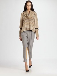 This slouchy, softly-knit style is accented by uniquely vented, leather-trimmed sleeve details.Cowl turtleneckLong sleevesLeather-trimmed elbow vents68% acrylic/32% woolDry cleanMade in USA of Italian fabricModel shown is 5'11 (180cm) wearing US size Small. Additional Information Women's Premier Designer & Contemporary Size Guide This slouchy, softly-knit style is accented by uniquely vented, leather-trimmed sleeve details.Cowl turtleneckLong sleevesLeather-trimmed elbow vents68% acrylic/32% woolDry cleanMade in USA of Italian fabricModel shown is 5'11 (180cm) wearing US size Small. Additional Information Women's Premier Designer & Contemporary Size Guide