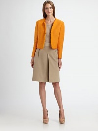 Crisp and architectural, this artfully tailored style is accented with zipper pockets.Contrast waistbandZipper pocketsInverted front pleatConcealed back zipFully linedAbout 21 longViscose/polyamide/elastaneDry cleanImported of Italian fabricModel shown is 5'10 (177cm) wearing US size 4. Crisp and architectural, this artfully tailored style is accented with zipper pockets.Contrast waistbandZipper pocketsInverted front pleatConcealed back zipFully linedAbout 21 longViscose/polyamide/elastaneDry cleanImported of Italian fabricModel shown is 5'10 (177cm) wearing US size 4.