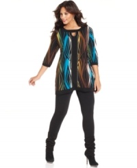 Link up your leggings with Style&co.'s printed plus size tunic top, featuring a keyhole neckline. Link up your leggings with Style&co.'s printed plus size tunic top, featuring a keyhole neckline.