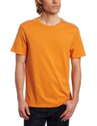 Calvin Klein Sportswear Men's Short Sleeve Crew Neck Solid With Inset Logo At Shoulder, Orange Poppy, Medium