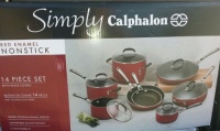 Simply Calphalon Red Enamel Nonstick 14 Piece Set Simply Calphalon Red Enamel Nonstick 14 Piece Set