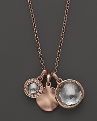 A trio of charms shine on this rose-gold plated sterling silver necklace from Ippolita.