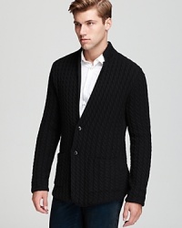 A luxe addition to your wardrobe in plush cashmere, featuring an innovative blazer design from the John Varvatos Collection. A luxe addition to your wardrobe in plush cashmere, featuring an innovative blazer design from the John Varvatos Collection.