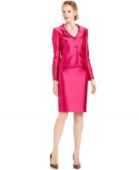 Gorgeously saturated color creates a bold yet totally elegant look. Kasper's skirt suit is a stylish stand-out for any special occasion. Gorgeously saturated color creates a bold yet totally elegant look. Kasper's skirt suit is a stylish stand-out for any special occasion.