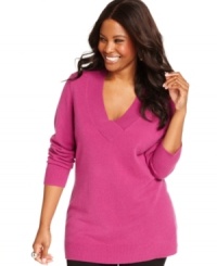 Savor the sumptuous feel of Charter Club's plus size cashmere tunic sweater-- give a gift she'll treasure! Savor the sumptuous feel of Charter Club's plus size cashmere tunic sweater-- give a gift she'll treasure!