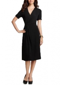 Jones New York Elegant Faux Wrap Black Madison Dress Size 0 Petite PP Jones New York Elegant Faux Wrap Black Madison Dress Size 0 Petite PP