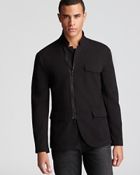A handsome jacket from John Varvatos USA suits your casual cool vibe with an understated silhouette, perfect for when the weather turns. A handsome jacket from John Varvatos USA suits your casual cool vibe with an understated silhouette, perfect for when the weather turns.