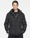 The Monza jacket is expertly crafted from weather-resistant microfiber with a warm down fill for sleek, modern style and protection from the elements.
