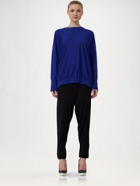 A sporty style in soft wool/silk with a relaxed fit.Full through hips and thighsTapered leg70% virgin wool/30% silkDry cleanMade in ItalyModel shown is 5'9½ (176cm) wearing US size 2. A sporty style in soft wool/silk with a relaxed fit.Full through hips and thighsTapered leg70% virgin wool/30% silkDry cleanMade in ItalyModel shown is 5'9½ (176cm) wearing US size 2.