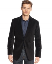 Plush and decadent. Calvin Klein's slim-fitted velvet sportcoat requires a quiet confidence for the most proper wear. Plush and decadent. Calvin Klein's slim-fitted velvet sportcoat requires a quiet confidence for the most proper wear.
