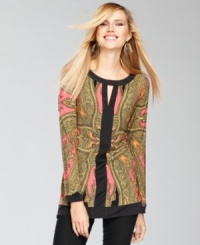 INC mixes bold patterns and bright hues with a fluid silhouette for a fabulous tunic you'll wear again and again. INC mixes bold patterns and bright hues with a fluid silhouette for a fabulous tunic you'll wear again and again.