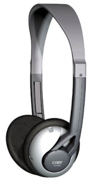 Coby CVH42 Deep Bass Lightweight Stereo Headphones, Silver Coby CVH42 Deep Bass Lightweight Stereo Headphones, Silver