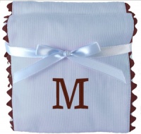 Princess Linens Bon Bon Burp Pad Baby Blue with Brown Trim-M Princess Linens Bon Bon Burp Pad Baby Blue with Brown Trim-M