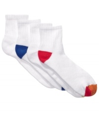 You'll hit your athletic stride with these quarter-length socks from Gold Toe. You'll hit your athletic stride with these quarter-length socks from Gold Toe.