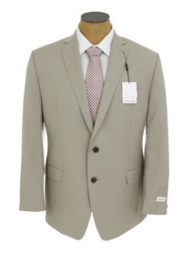 Calvin Klein Mens Solid Stone Beige Slim Fit Wool Suit