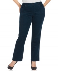 Jones New York Signature's plus size corduroy pants are essentials for your fall/winter wardrobe. Jones New York Signature's plus size corduroy pants are essentials for your fall/winter wardrobe.