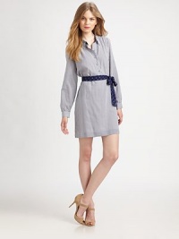 Pinstripes add a classic touch to this simply stylish shirtdress made from soft cotton. Collar neckLong sleevesButton cuffsButton placketRemovable sashBack yokeAbout 20 from natural waistCottonMachine washImported Model shown is 5'10(177cm) wearing US size 4. Pinstripes add a classic touch to this simply stylish shirtdress made from soft cotton. Collar neckLong sleevesButton cuffsButton placketRemovable sashBack yokeAbout 20 from natural waistCottonMachine washImported Model shown is 5'10(177cm) wearing US size 4.