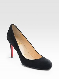 Essential in every wardrobe, this classic design is interpreted in rich suede. Self-covered heel, 3¼ (80mm) Round Toe Leather lining Padded insole Signature red leather sole Made in ItalyOUR FIT MODEL RECOMMENDS ordering true size.. Essential in every wardrobe, this classic design is interpreted in rich suede. Self-covered heel, 3¼ (80mm) Round Toe Leather lining Padded insole Signature red leather sole Made in ItalyOUR FIT MODEL RECOMMENDS ordering true size..