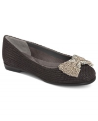 Perfectly shiny. Aerosoles' Impeccable flats feature a beaded silver bow embellishment at the toe. Perfectly shiny. Aerosoles' Impeccable flats feature a beaded silver bow embellishment at the toe.