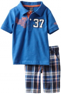 Izod Kids Boys 2-7 Short Sleeve Polo Shirt and Plaid Short, Medium Blue, 2T/2 Regular Izod Kids Boys 2-7 Short Sleeve Polo Shirt and Plaid Short, Medium Blue, 2T/2 Regular