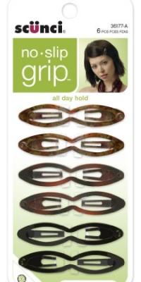 Scunci No-slip Grip Fine Hair Double Oval Snap Clips, 6cm, Colors may vary