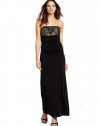 Laundry by Shelli Segal Women's Strapless Beaded Shirred Gown, Black, 4