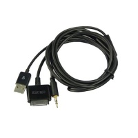 KHOMO : Black AUX 3.5mm and USB to Apple iPod/iPhone Dock Connector for Car, speakers, audio. 6ft Super Long (twice the length) KHOMO : Black AUX 3.5mm and USB to Apple iPod/iPhone Dock Connector for Car, speakers, audio. 6ft Super Long (twice the length)