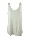 Eileen Fisher womens U neck long linen sleeveless tank top