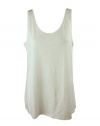 Eileen Fisher womens U neck long linen sleeveless tank top