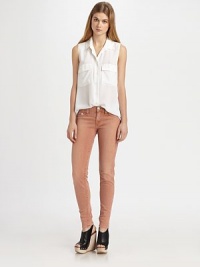 Ultra-skinny stretch denim in your favorite hue, lightly sandblasted for a lived in look.THE FITSkinny fitMedium rise, about 8Inseam, about 29THE DETAILSZip flyFive-pocket styleSignature stitch back patch pockets98% cotton/2% elastaneMachine washMade in USAModel shown is 5'9½ (176cm) wearing US size 4. Ultra-skinny stretch denim in your favorite hue, lightly sandblasted for a lived in look.THE FITSkinny fitMedium rise, about 8Inseam, about 29THE DETAILSZip flyFive-pocket styleSignature stitch back patch pockets98% cotton/2% elastaneMachine washMade in USAModel shown is 5'9½ (176cm) wearing US size 4.