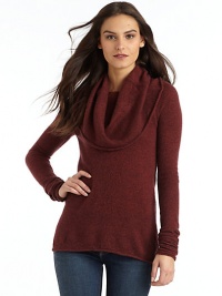 THE LOOKCowl neckLong sleeves with ruched cuffsTHE FITAbout 27 from shoulder hemTHE MATERIALCashmereCARE & ORIGINDry cleanImported THE LOOKCowl neckLong sleeves with ruched cuffsTHE FITAbout 27 from shoulder hemTHE MATERIALCashmereCARE & ORIGINDry cleanImported