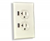 CurrentWerks UI-2222-SLA USB Outlet Duo In-Wall Standard AC Outlet with 2 USB Ports, Light Almond