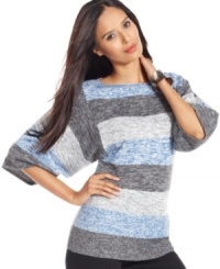 Chic stripes and a heathered fabric make this petite sweater from Style&co. a perfect choice for fashionably casual days! Chic stripes and a heathered fabric make this petite sweater from Style&co. a perfect choice for fashionably casual days!