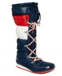 Don't let the cold weather cramp your style. Lacoste's Archana PS cold weather boots feature a crisscrossing front drawstring and toggle closures. Don't let the cold weather cramp your style. Lacoste's Archana PS cold weather boots feature a crisscrossing front drawstring and toggle closures.