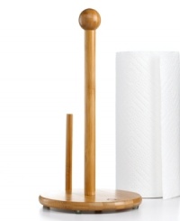 A stable freestanding design rolls with the punches and keeps tabs on your paper towels. Constructed from solid bamboo for an attractive accent to any counter, this environmentally-friendly paper towel holder feels at home in the kitchen, garage, bathroom and more. Limited lifetime warranty. A stable freestanding design rolls with the punches and keeps tabs on your paper towels. Constructed from solid bamboo for an attractive accent to any counter, this environmentally-friendly paper towel holder feels at home in the kitchen, garage, bathroom and more. Limited lifetime warranty.