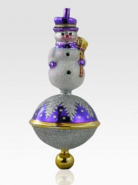 EXCLUSIVELY AT SAKS. A glittery snowman rests atop this sparkling ornament, carefully hand-blown and painted by artisans. Hand-blownHand-painted6½ tallImported EXCLUSIVELY AT SAKS. A glittery snowman rests atop this sparkling ornament, carefully hand-blown and painted by artisans. Hand-blownHand-painted6½ tallImported