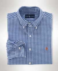 A handsome classic-fitting sport shirt is tailored for comfortable style from smooth oxford-woven cotton with a heritage gingham design. A handsome classic-fitting sport shirt is tailored for comfortable style from smooth oxford-woven cotton with a heritage gingham design.