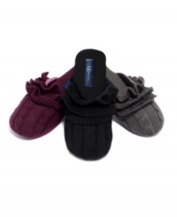 Slip into something a little more comfortable with these darling cashmere blend slippers from AK Anne Klein. With feminine ruffles that upgrade your morning routine. Slip into something a little more comfortable with these darling cashmere blend slippers from AK Anne Klein. With feminine ruffles that upgrade your morning routine.