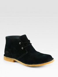 A classic chukka style exudes a modern sensibility, crafted in a remarkably rich suede with tonal stitching and signature logo detail.Suede upperLeather liningPadded insoleCrepe soleImported A classic chukka style exudes a modern sensibility, crafted in a remarkably rich suede with tonal stitching and signature logo detail.Suede upperLeather liningPadded insoleCrepe soleImported