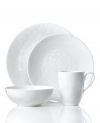 White dinnerware is fresher than ever with the sculpted blooms of Marchesa. Inspired by the designer's couture gowns, the Marchesa Rose place settings by Lenox tell a story of modern romance in sublime, dishwasher-safe bone china.