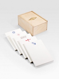 Original Charles Fradin illustrations add an aquatic touch to high-quality cotton paper, organized in five pads and housed in a gold-stamped wood box. 5 pads with 40 sheets each High-quality cotton pulp paper Box: 5W X 7¼H X 4D Pad: 4½W X 6¾ Made in USA Original Charles Fradin illustrations add an aquatic touch to high-quality cotton paper, organized in five pads and housed in a gold-stamped wood box. 5 pads with 40 sheets each High-quality cotton pulp paper Box: 5W X 7¼H X 4D Pad: 4½W X 6¾ Made in USA